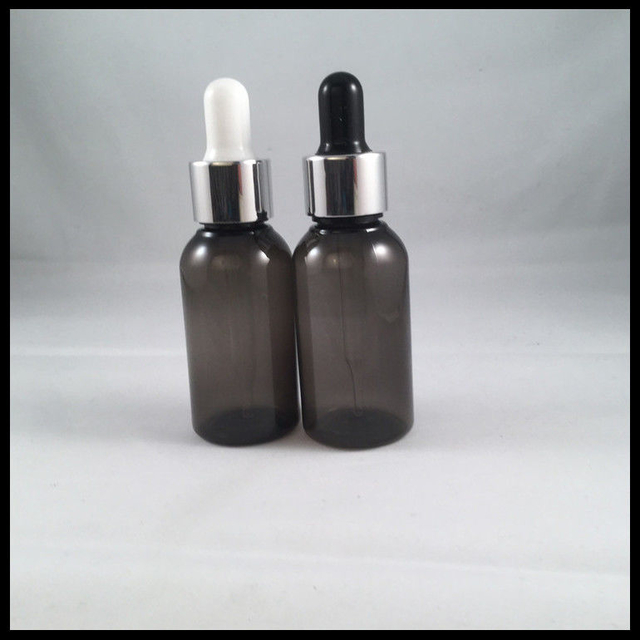 30ml Black PET Plastic Bottles With Glass Dropper And Childproof Silver Cap Black White Nipple