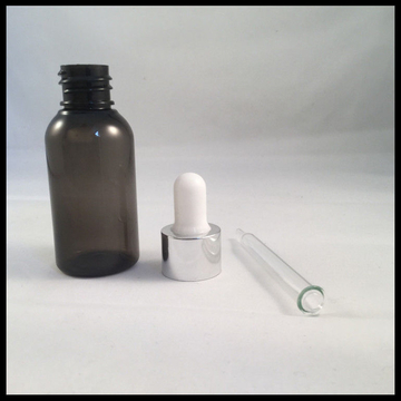 30ml Black PET Plastic Bottles With Glass Dropper And Childproof Silver Cap Black White Nipple